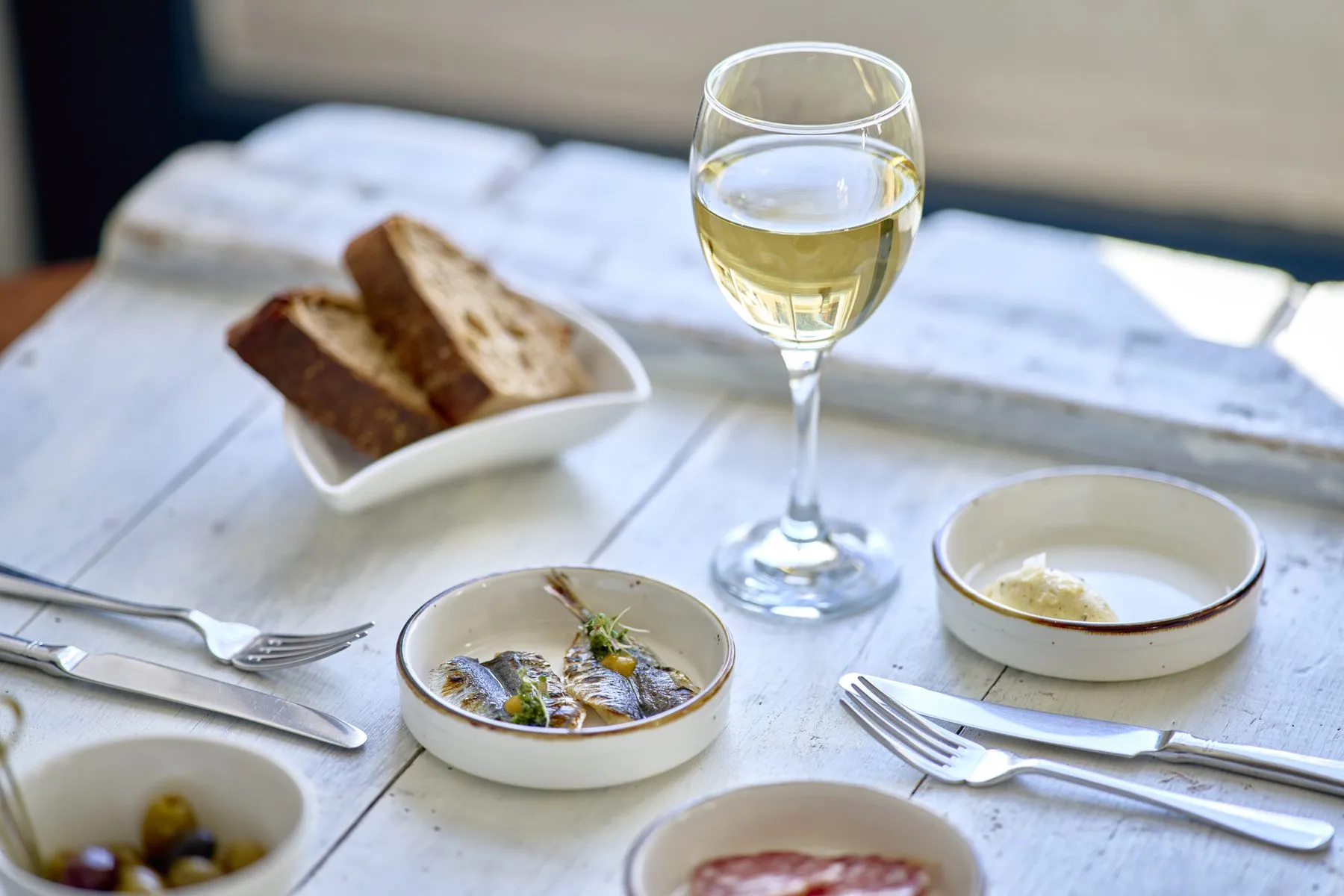 Small plates from The Galley's menu, plated for service