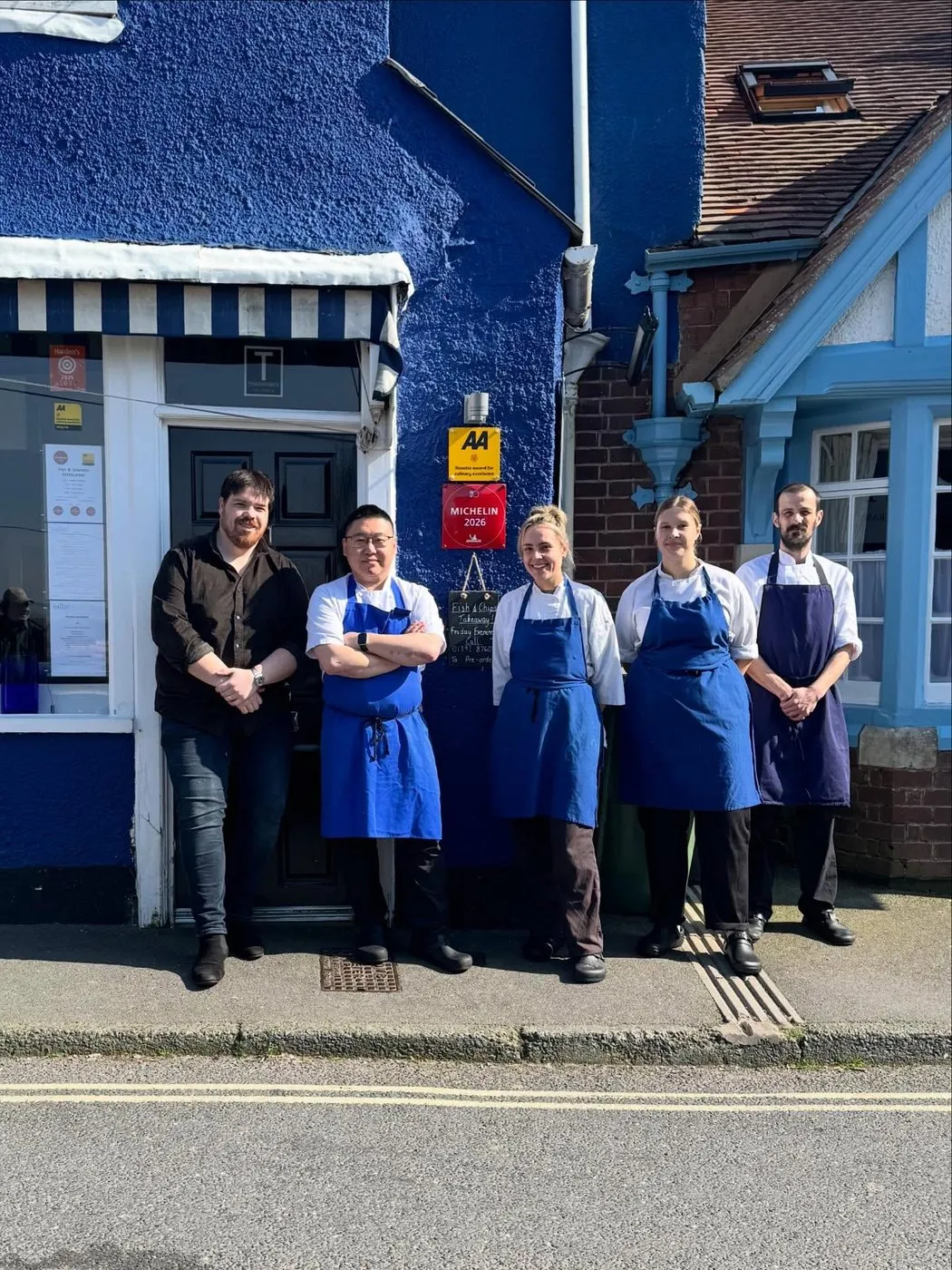 Patrick Mitchell with the Galley team outside the restaurant on Fore Street